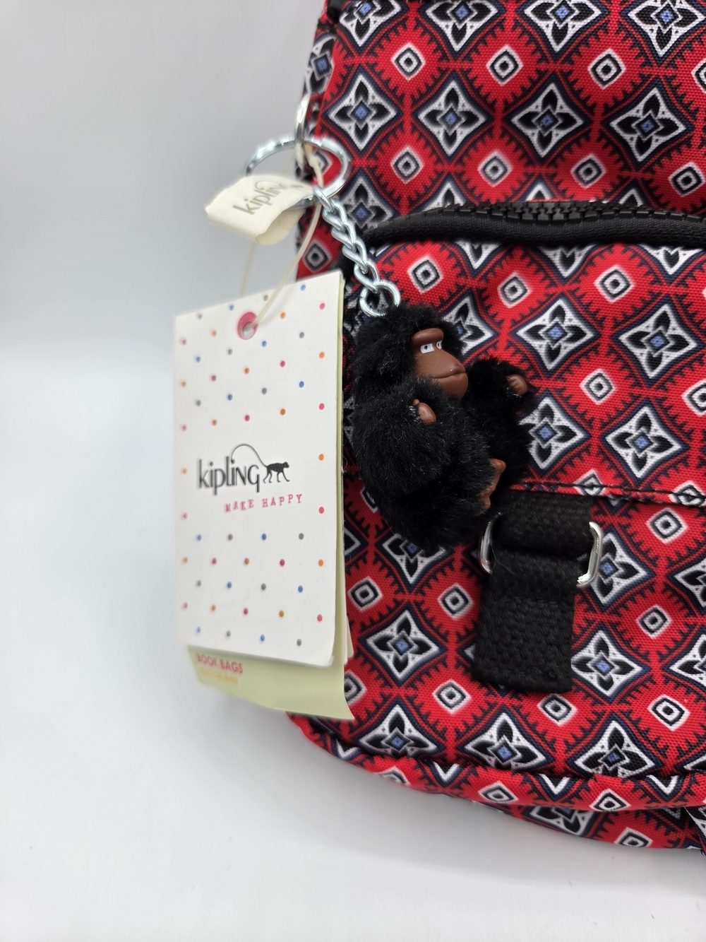 Kipling Red Geometric Print Backpack - Picture 2 of 10